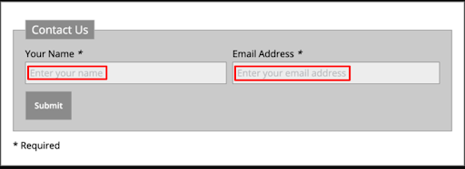 required placeholders in form